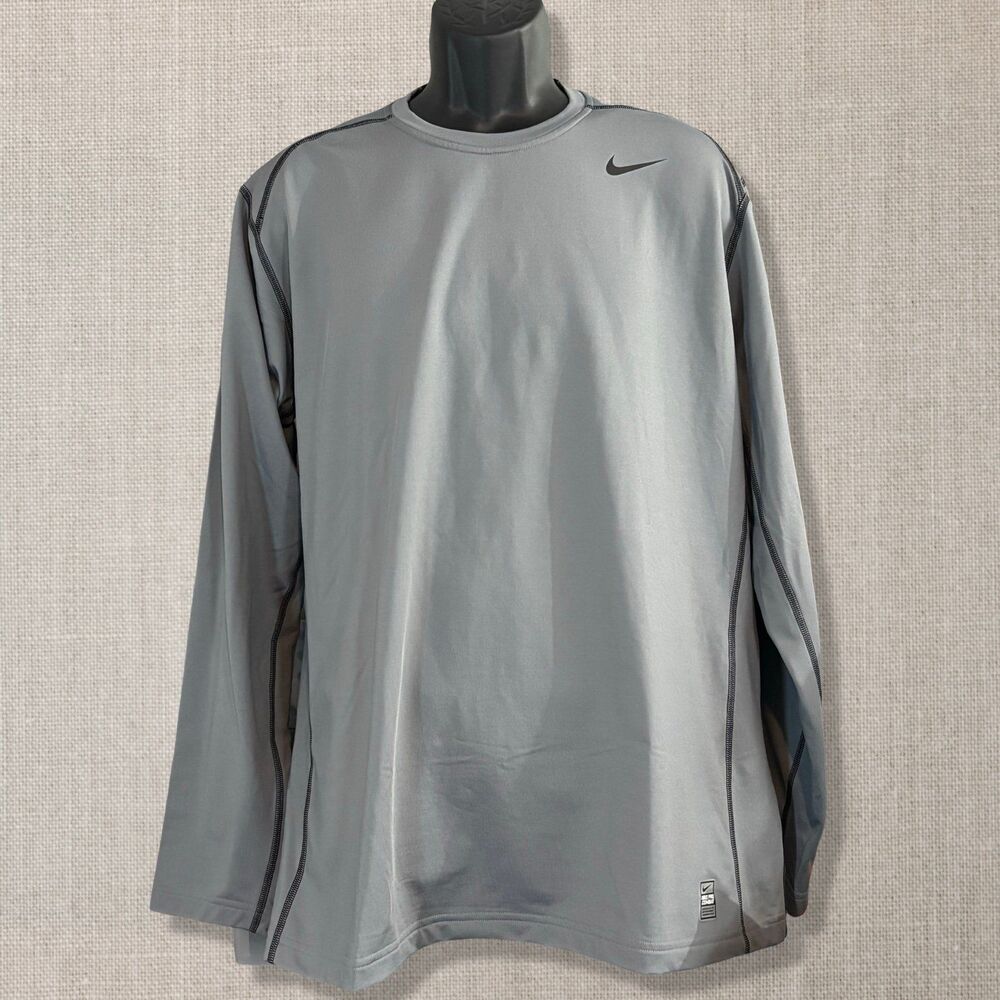 Nike Pro Combat Hyperwarm 2XL Gray Dri-FIT Long Sleeve Compression Shirt